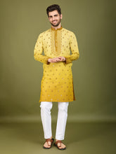 Shaded Yellow Kurta with Thread Sequence Embroidered Work